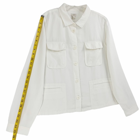 J. Crew Linen Blend White Utility Style Jacket Shacket Chore Jacket - Picture 14 of 16